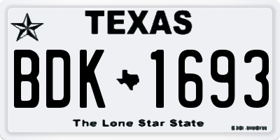 TX license plate BDK1693