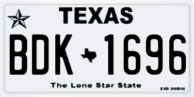 TX license plate BDK1696