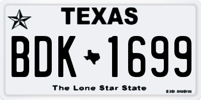 TX license plate BDK1699
