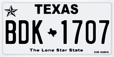 TX license plate BDK1707