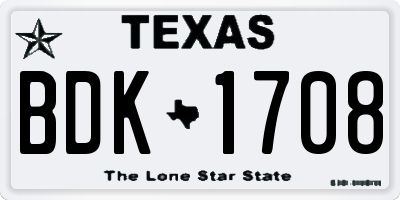 TX license plate BDK1708