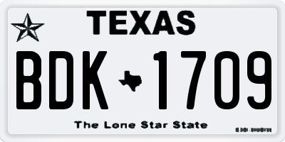 TX license plate BDK1709