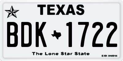 TX license plate BDK1722
