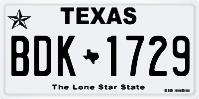 TX license plate BDK1729