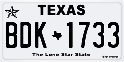 TX license plate BDK1733