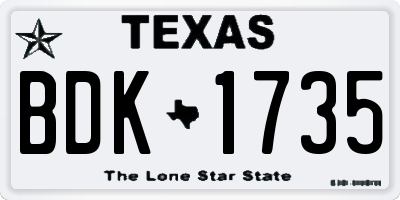 TX license plate BDK1735