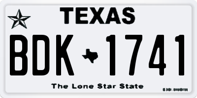 TX license plate BDK1741