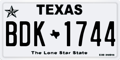 TX license plate BDK1744