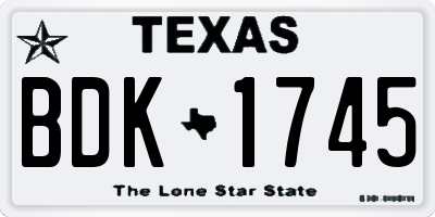 TX license plate BDK1745