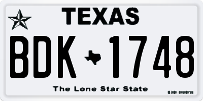 TX license plate BDK1748