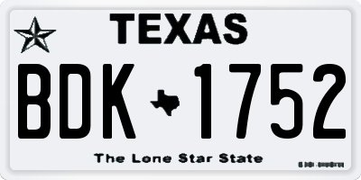 TX license plate BDK1752