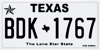 TX license plate BDK1767
