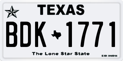 TX license plate BDK1771