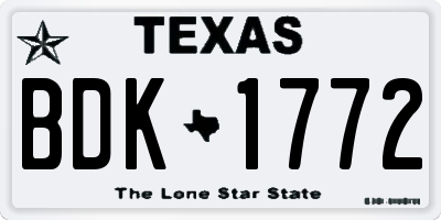TX license plate BDK1772