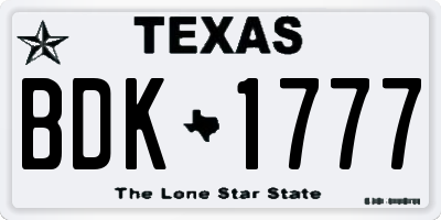 TX license plate BDK1777