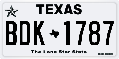 TX license plate BDK1787