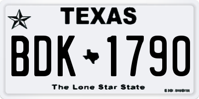 TX license plate BDK1790