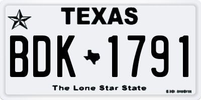 TX license plate BDK1791