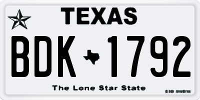 TX license plate BDK1792