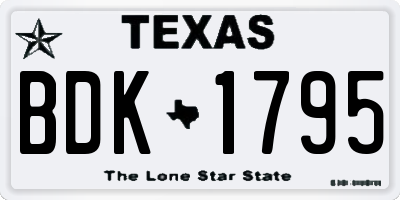 TX license plate BDK1795