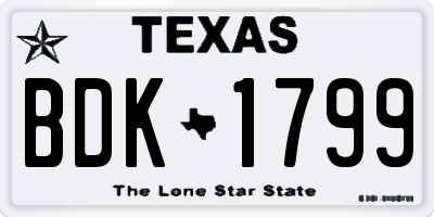 TX license plate BDK1799