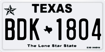 TX license plate BDK1804