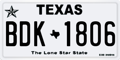 TX license plate BDK1806