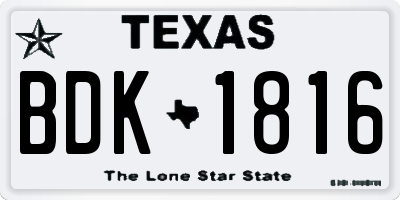 TX license plate BDK1816