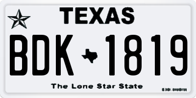 TX license plate BDK1819