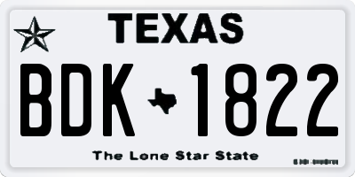 TX license plate BDK1822