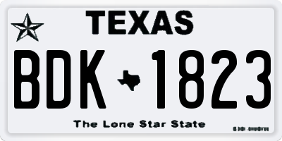TX license plate BDK1823