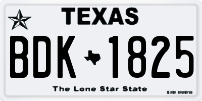 TX license plate BDK1825