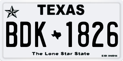 TX license plate BDK1826