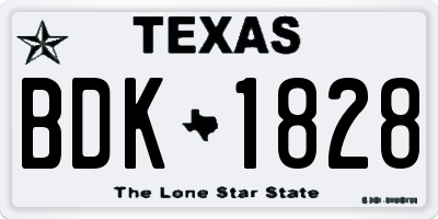 TX license plate BDK1828