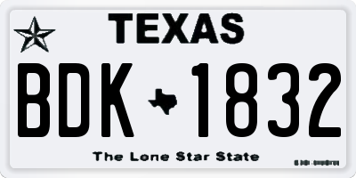 TX license plate BDK1832