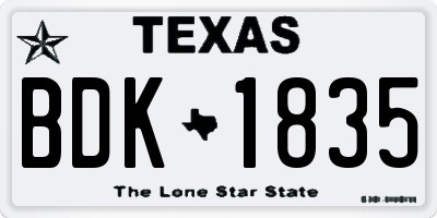 TX license plate BDK1835