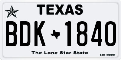 TX license plate BDK1840