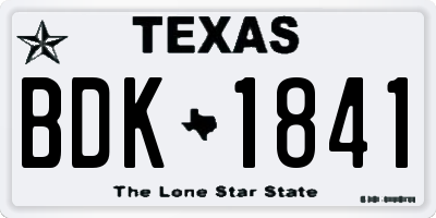 TX license plate BDK1841