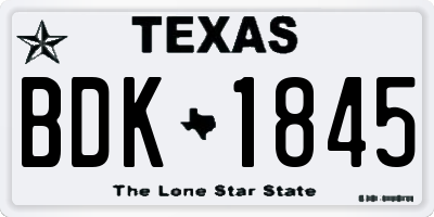 TX license plate BDK1845