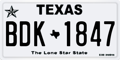 TX license plate BDK1847