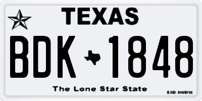 TX license plate BDK1848