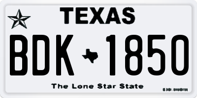 TX license plate BDK1850