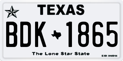 TX license plate BDK1865