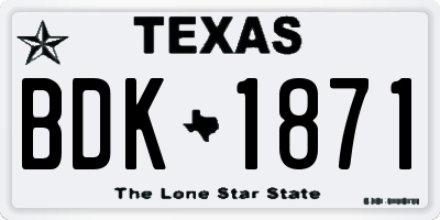TX license plate BDK1871