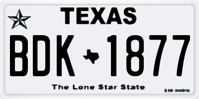 TX license plate BDK1877