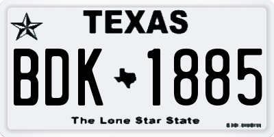 TX license plate BDK1885