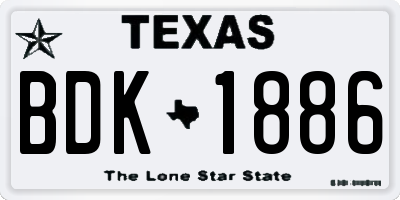 TX license plate BDK1886