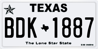 TX license plate BDK1887