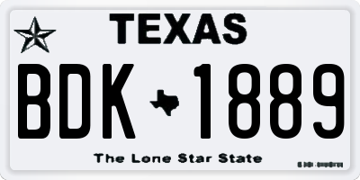TX license plate BDK1889