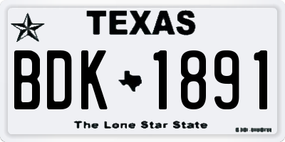 TX license plate BDK1891